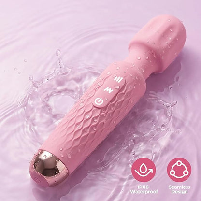 Personal Massager - 4H Max Runtime & Ultra-Quiet - Waterproof - 20 Modes 8 Speeds for Deep Tissue Back Massage, Post-Workout Recovery and Neck Muscle Relaxation（LX-Pink）