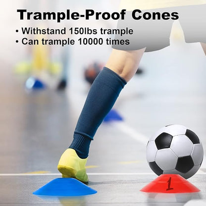 60PCS Soccer Cones with Strap Carry Bag Agility Disc Cones Soccer Training Cones, Field Marker Sport Training Cones for Challenge Football Basketball Skating Kids Games Outdoor Indoor
