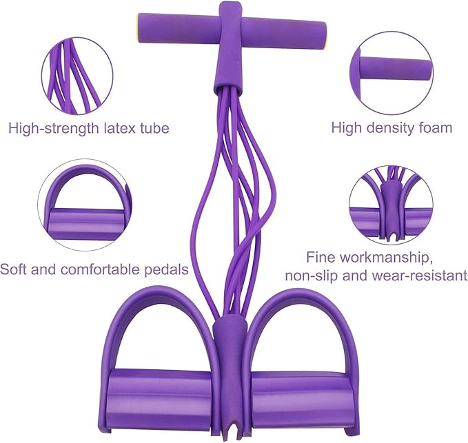 Multifunction Pedal Resistance Band with Handle, 6 Tube Foot Pedal Resistance Band for Home Workout, Full Body Exercise Equipment for Arms, Legs, Waist, Tummy, with Storage Bag