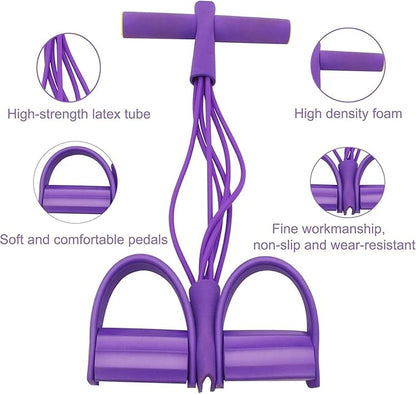 Multifunction Pedal Resistance Band with Handle, 6 Tube Foot Pedal Resistance Band for Home Workout, Full Body Exercise Equipment for Arms, Legs, Waist, Tummy, with Storage Bag