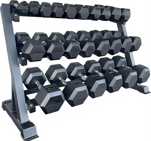 350/450/550 lbs Hex Weight Dumbbells Sets with Rack 5-45lbs Rubber Gym Equipment Coated Dumbbell Free Weights Set for Home Exercises Set of Weights Dumbbells and Rack