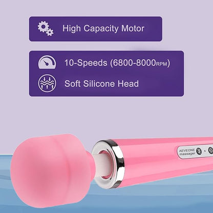 Wired Powerful Handheld Wand Massager, Strong Personal Vibration Massage for Sports Recovery, Back Muscle Aches, All Whole Body Pain (Pink)