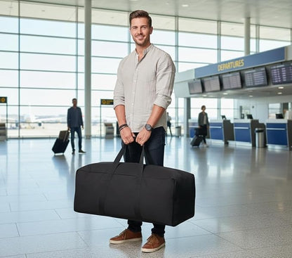 Extra Large Canvas Travel Duffle Bag Heavy Duty, Sports Travel Military Camping Tent Storage Black