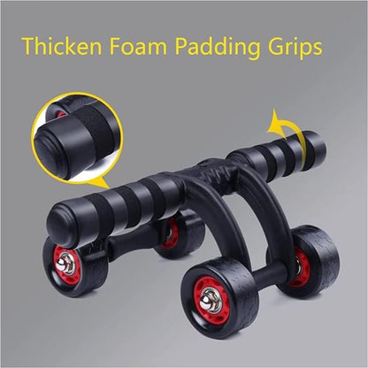 2 Pack 4-Wheel Ab Roller Abdominal Exercise Roller for Six Pack Abs, Core Workout Trainer, Stomach Exercises with Knee Mat, Sport Fitness for Men and Women