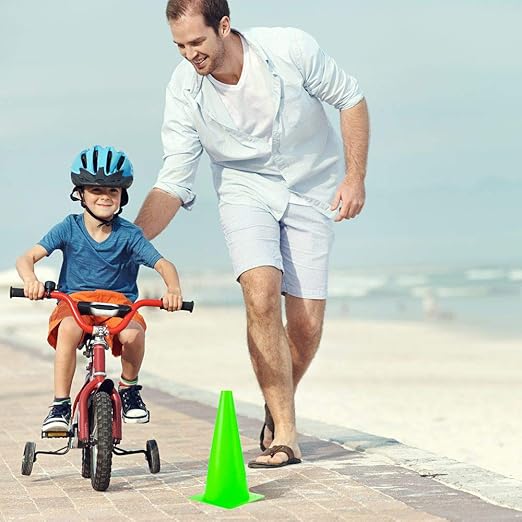 12 Inch Traffic Training Sports Cones, [10 Pack] Green Safety Cones, Soccer Basketball Cones for Drills, Plastic Marker Cones for Indoor/Outdoor Activity & Festive Events