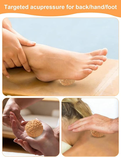 2Pcs Spiky Massage Ball for Labor,Professional Wooden Labor Massage Balls Set for Labor Pain,Pregnancy Essentials for Women (Hand,Foot,Back)