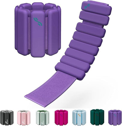 Sportneer Wrist & Ankle Weights for Women Men - 1 Pair (1 lb/2 lb Each) | Adjustable Weighted Bracelet Silicone Bangles for Yoga, Dance, Pilates, Cardio, Aerobics, Gym, Pool Exercises and Jogging