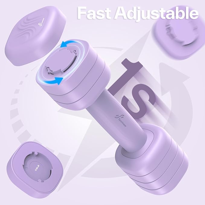 Adjustable Dumbbell Set of 2: Sportneer 4 in 1 Free Weights Dumbbells Set for Women, Hand Weights for Women at Home, Each 2lb 3lb 4lb 5lb Weights with Soft Rubber Handle for Home Gym Exercise Training