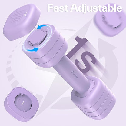 Adjustable Dumbbell Set of 2: Sportneer 4 in 1 Free Weights Dumbbells Set for Women, Hand Weights for Women at Home, Each 2lb 3lb 4lb 5lb Weights with Soft Rubber Handle for Home Gym Exercise Training