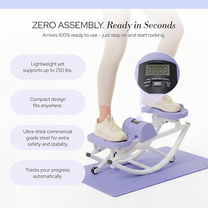 The Rock Stepper - Side to Side Rocking Stepper Machine for Home Workouts - Low Impact Indoor Cardio Leg Glute and Core Training - Quiet Compact Step Rocker Exercise Equipment