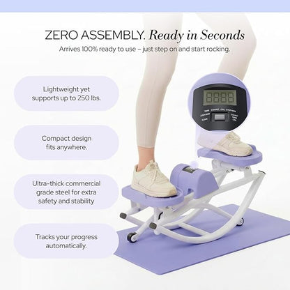 The Rock Stepper - Side to Side Rocking Stepper Machine for Home Workouts - Low Impact Indoor Cardio Leg Glute and Core Training - Quiet Compact Step Rocker Exercise Equipment