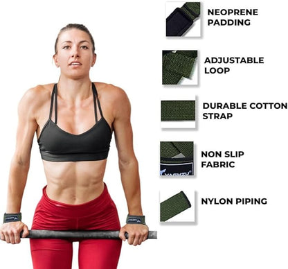 Lifting Straps for Weightlifting, Bodybuilding, Powerlifting, Strength Training, & Deadlifts - Padded Neoprene 21 inch Cotton Lifting Wrist Straps, Gym Wrist Straps for Weight Lifting