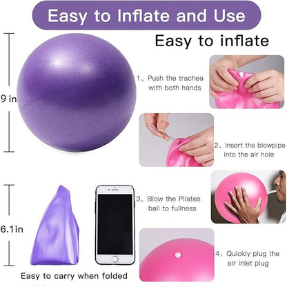 Mini Yoga Balls 9 Inch Exercise Pilates Therapy Balance Micropore Ball Barre Equipment for Home Stability Training Physical Core Training