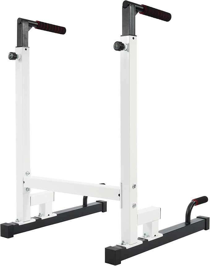 BalanceFrom Steel Frame Dip Station with Adjustable Height, 500 Pound Weight Capacity – Upper Body Workout Home Gym Equipment for Triceps, Push & Pull Ups, Leg Raises, and Bench Press