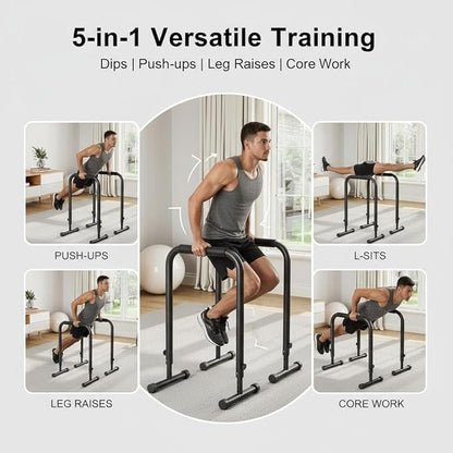 Adjustable Dip Bars, 440LBS Heavy Duty Dip Station for Home Gym, Stable Calisthenics Bars with Anti-Slip Grips for Upper Body Workout, Push Up Bars Portable Dip Stand (32"-36" Height)