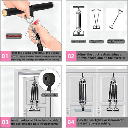 Multifunction Tension Rope Set,Upgraded Smart Stirrup Puller-Pedal Puller Tensioner Workout Bands Resistance with Abdomen/Waist/Leg/HIPS/Chest/Back