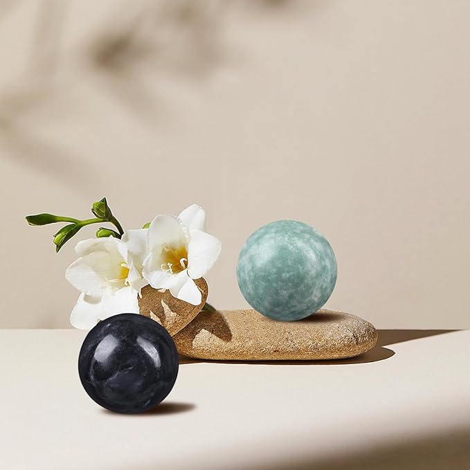 IMIKEYA Marble Baoding Balls Hand Massage Tool, Stone Exercise Balls for Hand Therapy, Yoga Stress Relief, Assorted Colors, 2 Sets (4 Balls)