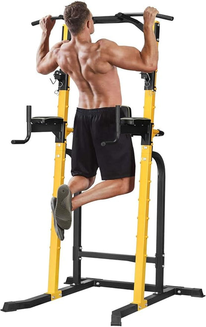 ZENOVA Pull Up Bar Station Power Tower, Adjustable Height Dip Bar for Home Gym Multi-Function Strength Training Workout Equipment