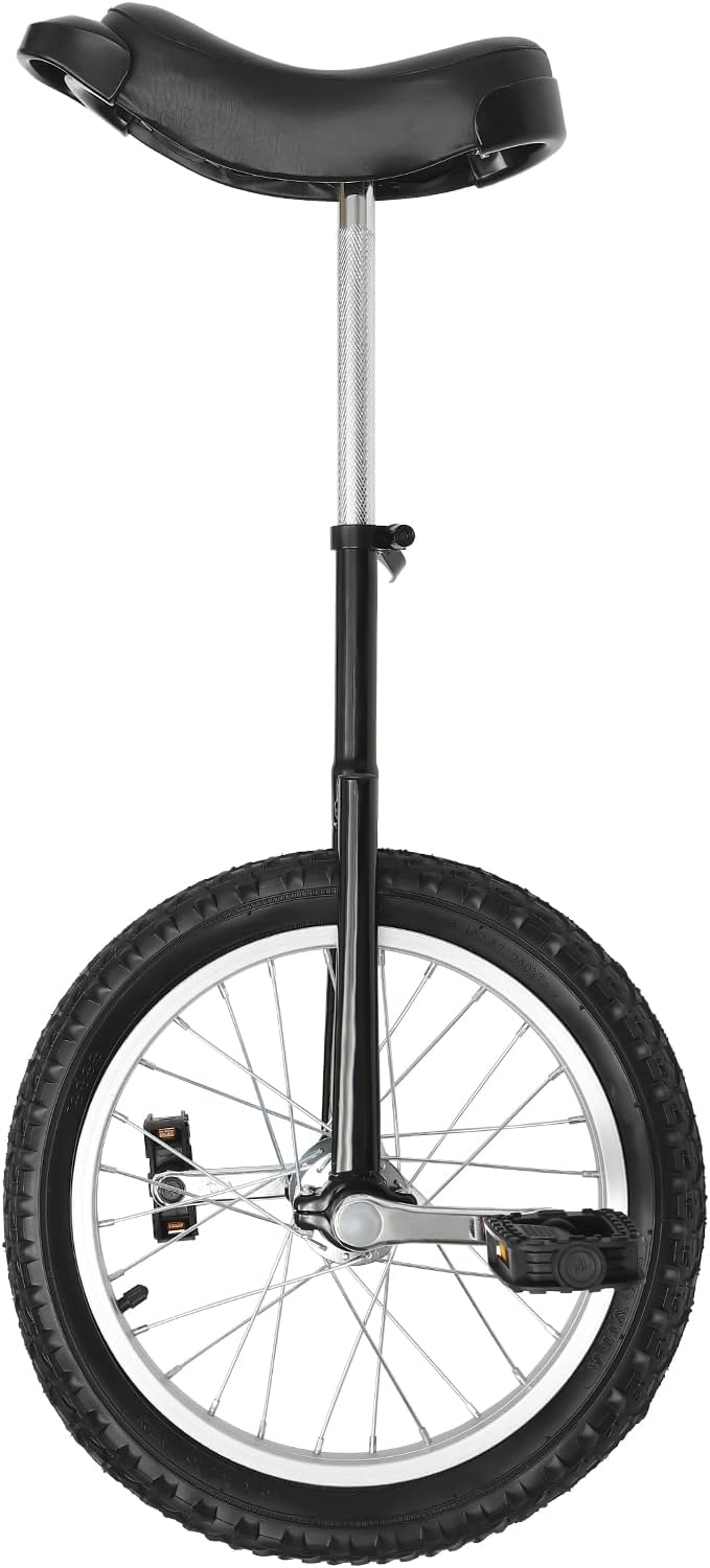 16/24 Inch Wheel Unicycle with Steel Rim, Unicycle Electric Wheel Skidproof Mountain Tire Cycling Sports Exercise with Adjustable Seat, Adults Kids Outdoor Sports Fitness Exercise Tool