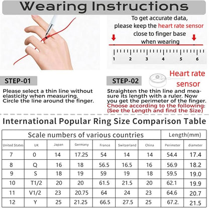 Smart Ring Fitness Tracker Sleep Tracking Heart Rate Monitor Pedometer, Waterproof Activity Tracker Fitness Ring Steps Counter, Gesture Controls for Short Video, 8 Days Last, Gold, #12