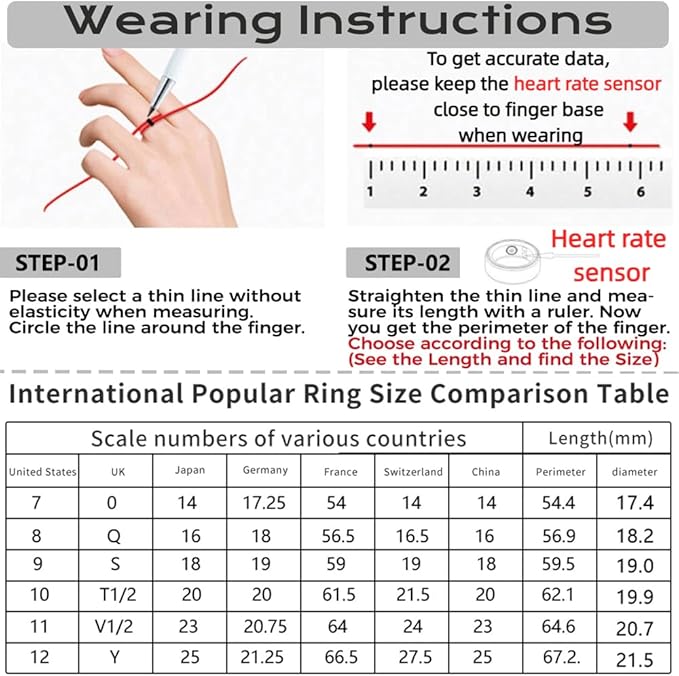Smart Ring Fitness Tracker Sleep Tracking Heart Rate Monitor Pedometer, Waterproof Activity Tracker Fitness Ring Steps Counter, Gesture Controls for Short Video, 8 Days Last, Gold, #11
