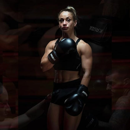 Kruzak Plain Focus Mitts and Boxing Gloves Set for Kickboxing and Muay Thai MMA Training - Fitness Kit with Punching Pads for Martial Arts and Karate