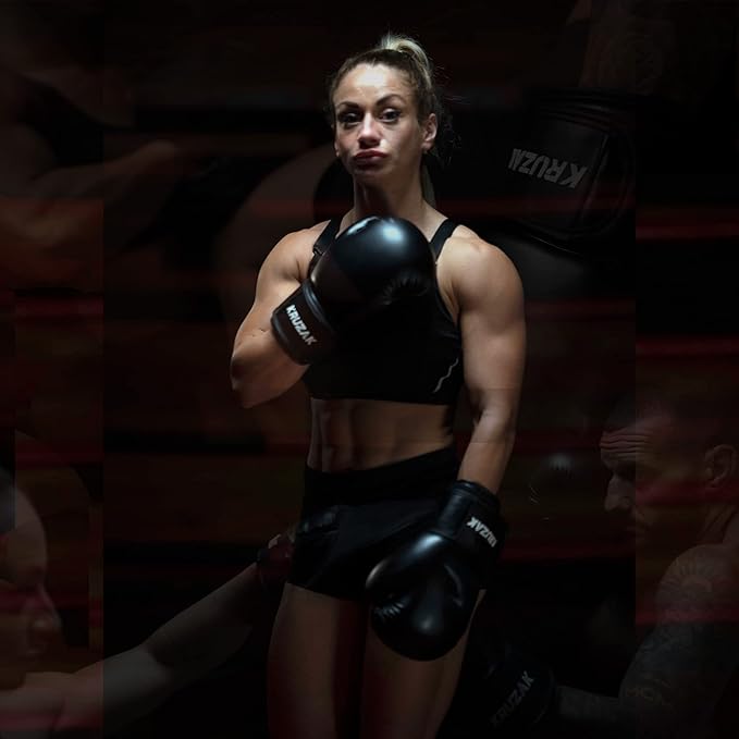 Kruzak Plain Focus Mitts and Boxing Gloves Set for Kickboxing and Muay Thai MMA Training - Fitness Kit with Punching Pads for Martial Arts and Karate