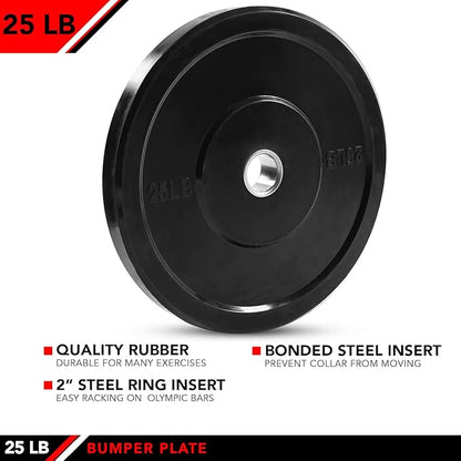 JFIT Olympic 2 Inch Grip Plates and Bumper Plates for Barbell - Single Weights or Sets of 2 (Muliple Weights)