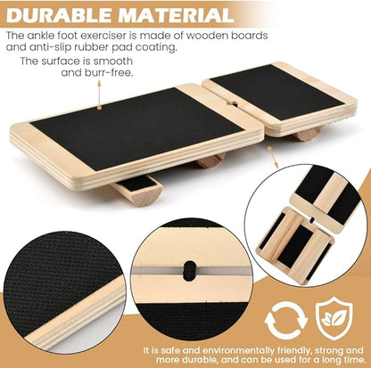 Ankle Balance Board Foot Strengthener Trainer - Single Leg Stability Board + Massage Ball for Sprain Recovery, Plantar Fasciitis Relief, Posture Correction & Balance Training