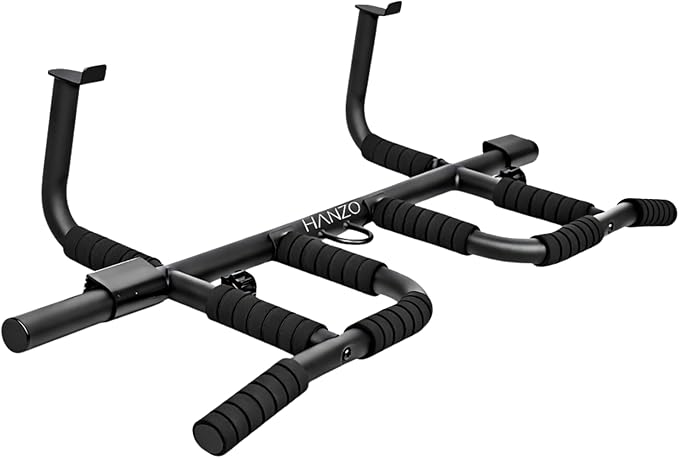 HANZO Doorway Pull Up Bar – Upgraded Heavy Duty Multi-Grip Chin Up Bar for Home Gym – No Screws, Strength Training Workout Bar, Door Gym Pullup Bar