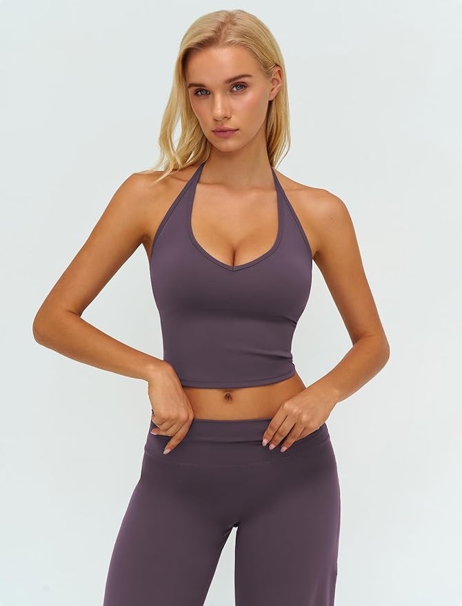 Womens Workout Sets Two Piece Spaghetti Straps Crop Top Matching Straight Leg Pants Gym Work Pilates Outfits