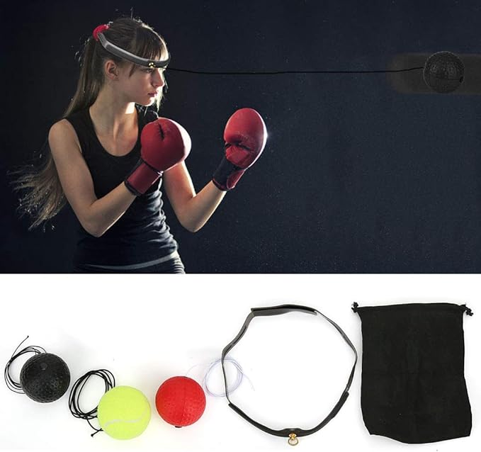 Boxing Reflex Ball Set, 3 Pack with Headband, 3 Difficulty Levels, Training Ball for Punching Speed