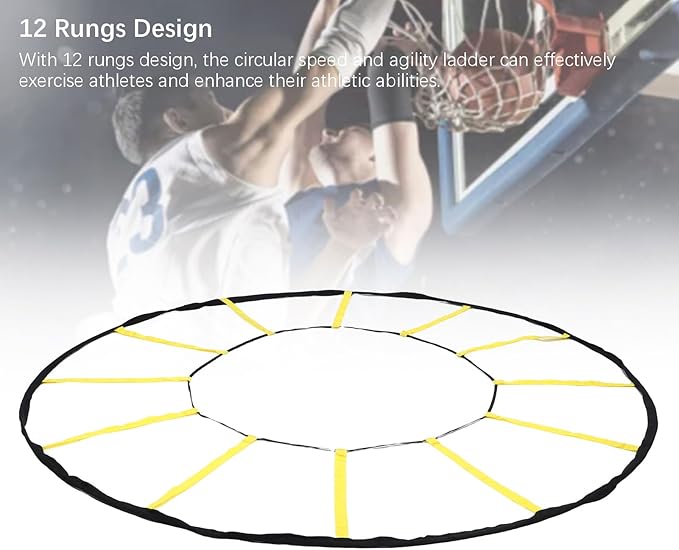 Agilitys Ladder Speed Training Equipment Set, Agilitys Training 12 Rungs Nylon Speed Trainer for Soccer Basketball, Football Soccer Trains Equipment for Kids Youth Adults