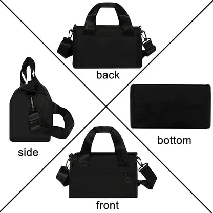 Mini Gym Bag Sport Bag Adjustable Small Duffle Bag Detachable Strap Gym Tote for Women Men Portable Fitness Shoulder Bag for Sports Travel (Black)