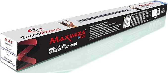 Maximiza Plus Pull Up Bar V2 – Wide Doorway Pullup Bar/Chinup Bar with 3 Sets of Screw-in Door-Mounts – Only for Doors Wider Than 36 Inches (Adjustable Width 36 to 50 Inches)