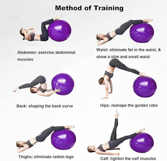 Exercise Ball, Explosion-Proof Yoga Balance Ball(25in /65cm) with Pump, Heavy Duty Swiss Ball for Fitness, Pregnancy, Balance & Physical Therapy, Fitness in Home/Gym/Office