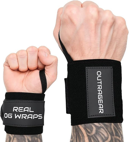 18" OG-Grade Wrist Wraps for Weightlifting – Heavy Duty Wrist Support with Thumb Loop & Lockdown Strap – Wrist Straps for Powerlifting, Bench Press & Gym Training