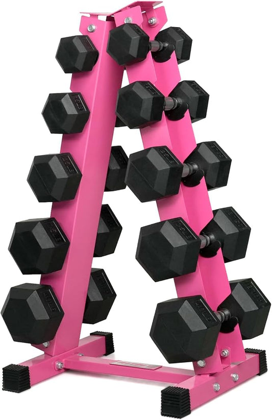 RitFit 250LB/300LB/350LB/550LB/650LB Rubber Hex Dumbbell Sets with Weights Rack, Multiple Color Choices Available, Great Gym Equipment for Home, Strength Training, Workouts