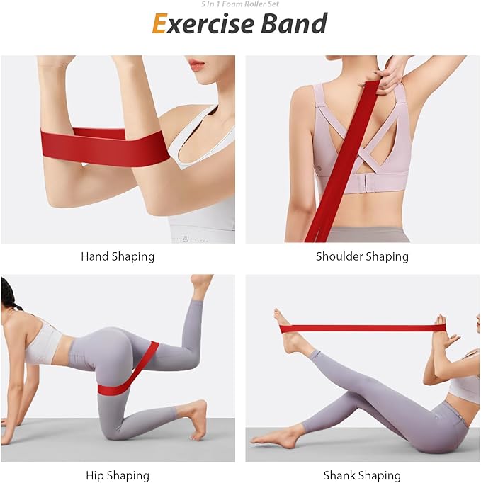 5-in-1 Foam Roller Set for Deep Tissue Muscle Massage, Trigger Point Fitness Tool with Muscle Stick Roller, Massage Ball, Stretching Strap for Whole Body (Orange-New)