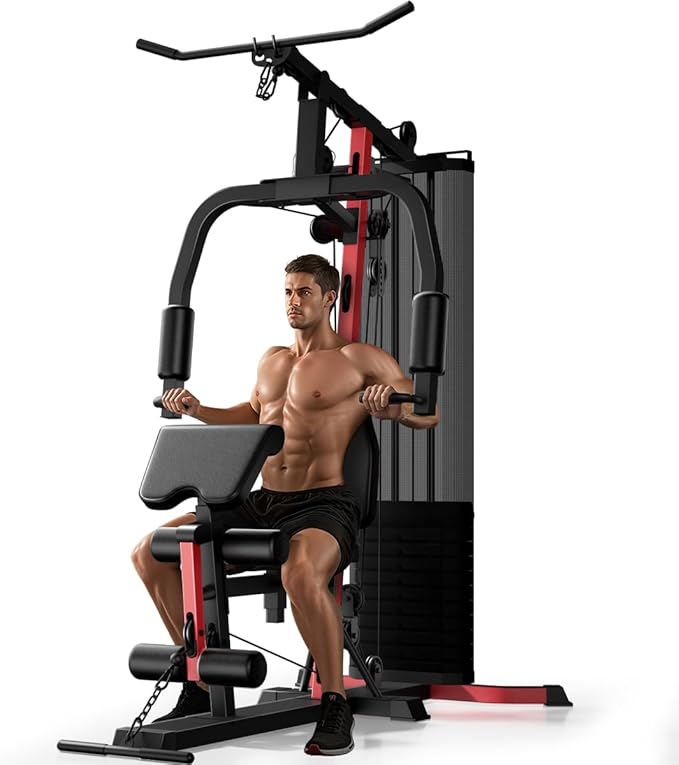 Home Gym System with 160LB Weight Stack, Multifunctional All-in-One Workout Station, Full Body Strength Training System