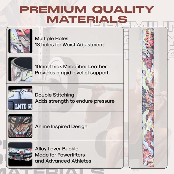 Anime Lever Belt, Weight Lifting Belt, Heavy Duty Powerlifting Weightlifting Gym Belt for Deadlifts Squats Back Support