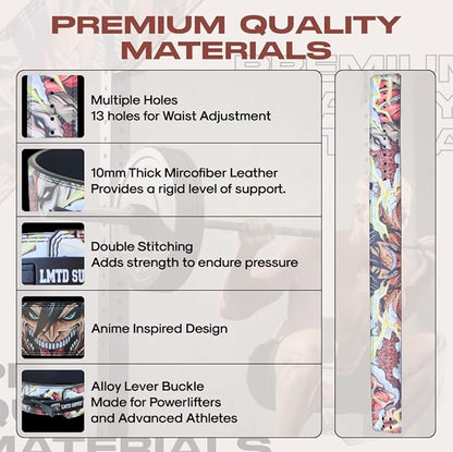 Anime Lever Belt, Weight Lifting Belt, Heavy Duty Powerlifting Weightlifting Gym Belt for Deadlifts Squats Back Support
