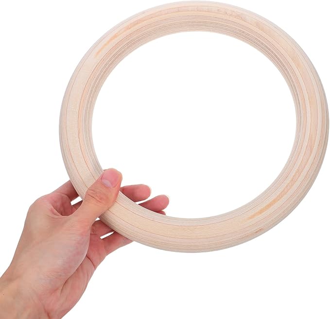 Kichvoe 2pcs Wood Gymnastic Rings Set with Heavy-Duty Adjustable Straps for Pull and Ring Strength Training Calisthenics Equipment for Home and Gym Full Body Workouts