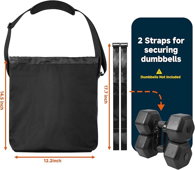 Xxerciz Dumbbells Carry Bag with Adjustable Strap, Portable Fitness Dumbbell Storage Bag Case, Gym Crossbody Bag with Soft Pad for Carrying 1 Pair Dumbbells - Each from 5 LBS to 20 LBS