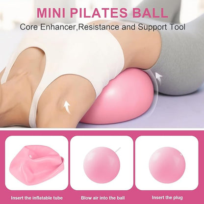Home Pilates Essentials Kit for Women - Complete Set with 9" Yoga Ball, Figure 8 Resistance Band, Pilates Bands, Accessories, and Pilates Ring - Perfect for Beginners Home Workouts
