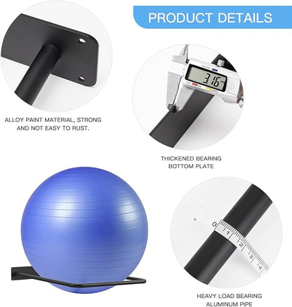 Large Stability Ball Wall Rack - Yoga Ball Storage Rack for Studio, Gym or Home (1 Black)