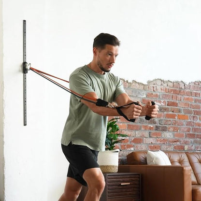 Kinetic Bands Space Saver Gym Resistance Bands Exercise Equipment for at Home Fitness Workout | Resistance Band Wall Anchor with 2 Rails, 2 Rail Cars