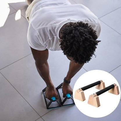 Pull Up Stand Handles Wooden Push Up Bar Beech Wood Calisthenics Exercise Equipment for Home Wood Parallettes Bar for Floor Use
