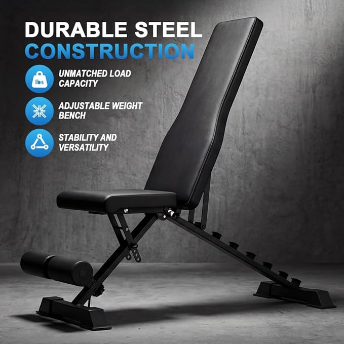 Strength Weight Bench 32 Adjustable Positions Training Benches - Heavy Duty Home Gym Equipment with 1300 LBS Weight Capacity Durable Steel Construction Incline Decline Bench for Full Body Workout