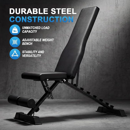 Strength Weight Bench 32 Adjustable Positions Training Benches - Heavy Duty Home Gym Equipment with 1300 LBS Weight Capacity Durable Steel Construction Incline Decline Bench for Full Body Workout